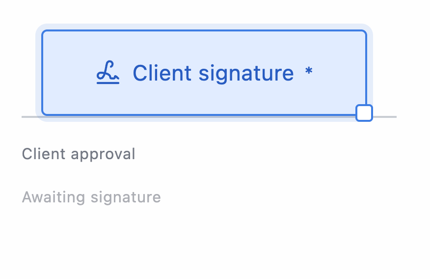 Client signature field correctly aligned with the Client approval line.